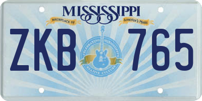 MS license plate ZKB765