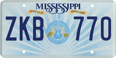 MS license plate ZKB770
