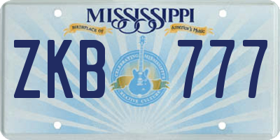 MS license plate ZKB777