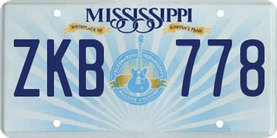 MS license plate ZKB778