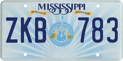 MS license plate ZKB783