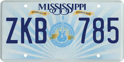 MS license plate ZKB785