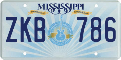 MS license plate ZKB786
