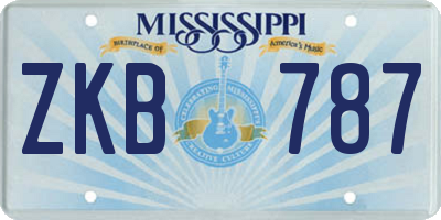 MS license plate ZKB787