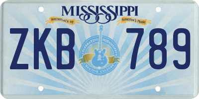MS license plate ZKB789