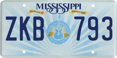 MS license plate ZKB793