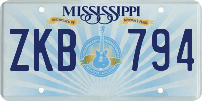 MS license plate ZKB794
