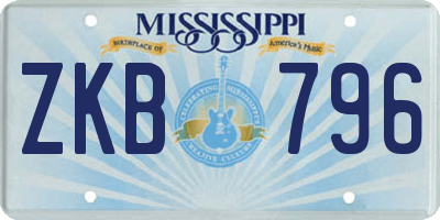 MS license plate ZKB796