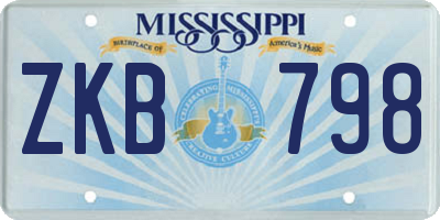 MS license plate ZKB798