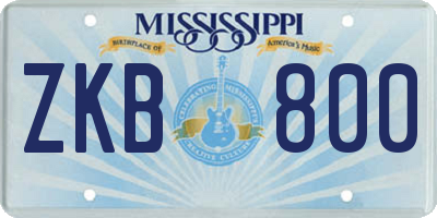 MS license plate ZKB800