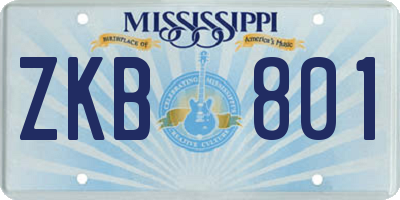 MS license plate ZKB801