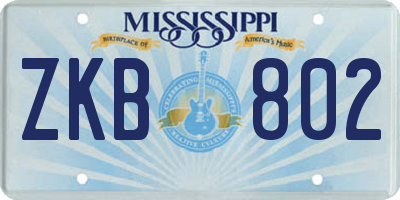 MS license plate ZKB802