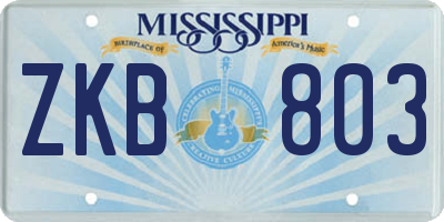 MS license plate ZKB803