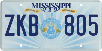 MS license plate ZKB805