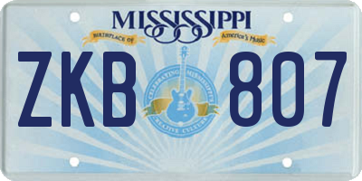 MS license plate ZKB807