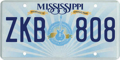 MS license plate ZKB808
