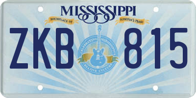 MS license plate ZKB815