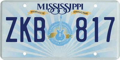 MS license plate ZKB817