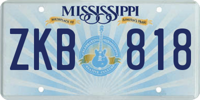 MS license plate ZKB818