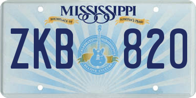 MS license plate ZKB820