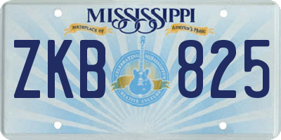 MS license plate ZKB825