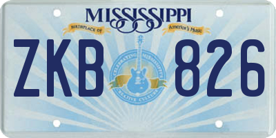 MS license plate ZKB826