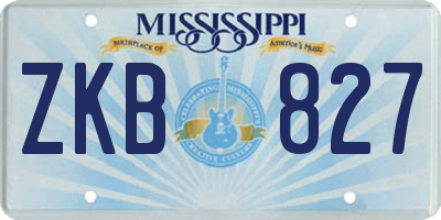 MS license plate ZKB827