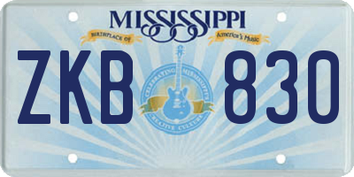 MS license plate ZKB830