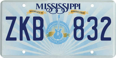 MS license plate ZKB832