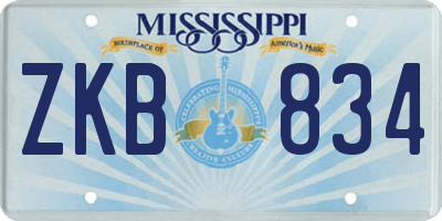 MS license plate ZKB834