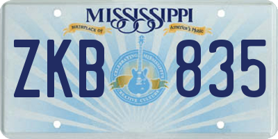 MS license plate ZKB835
