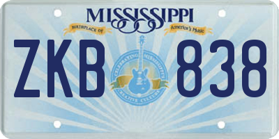 MS license plate ZKB838