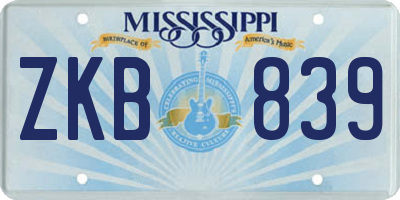 MS license plate ZKB839