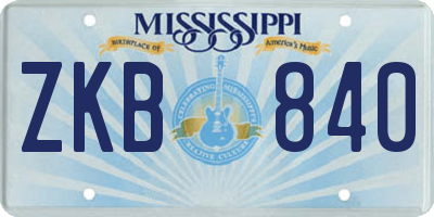 MS license plate ZKB840