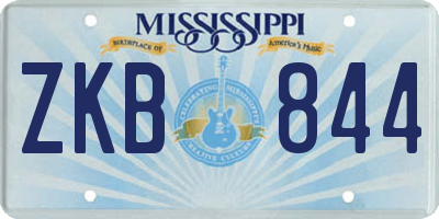 MS license plate ZKB844