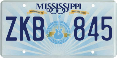 MS license plate ZKB845