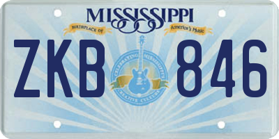 MS license plate ZKB846