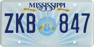 MS license plate ZKB847
