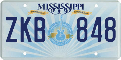 MS license plate ZKB848