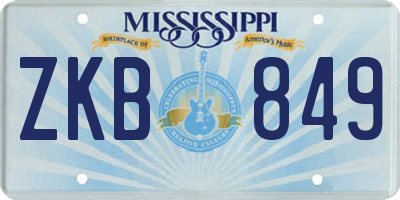 MS license plate ZKB849
