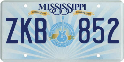 MS license plate ZKB852