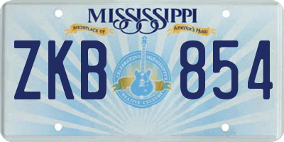 MS license plate ZKB854