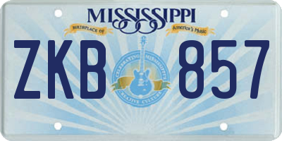 MS license plate ZKB857