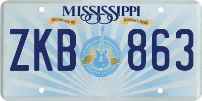 MS license plate ZKB863