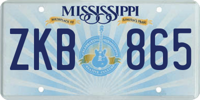 MS license plate ZKB865