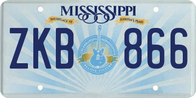 MS license plate ZKB866