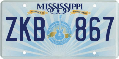 MS license plate ZKB867