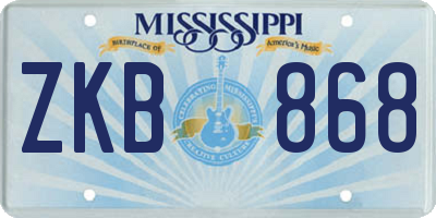 MS license plate ZKB868