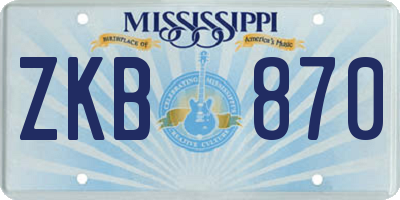 MS license plate ZKB870