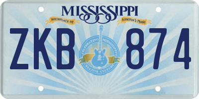 MS license plate ZKB874